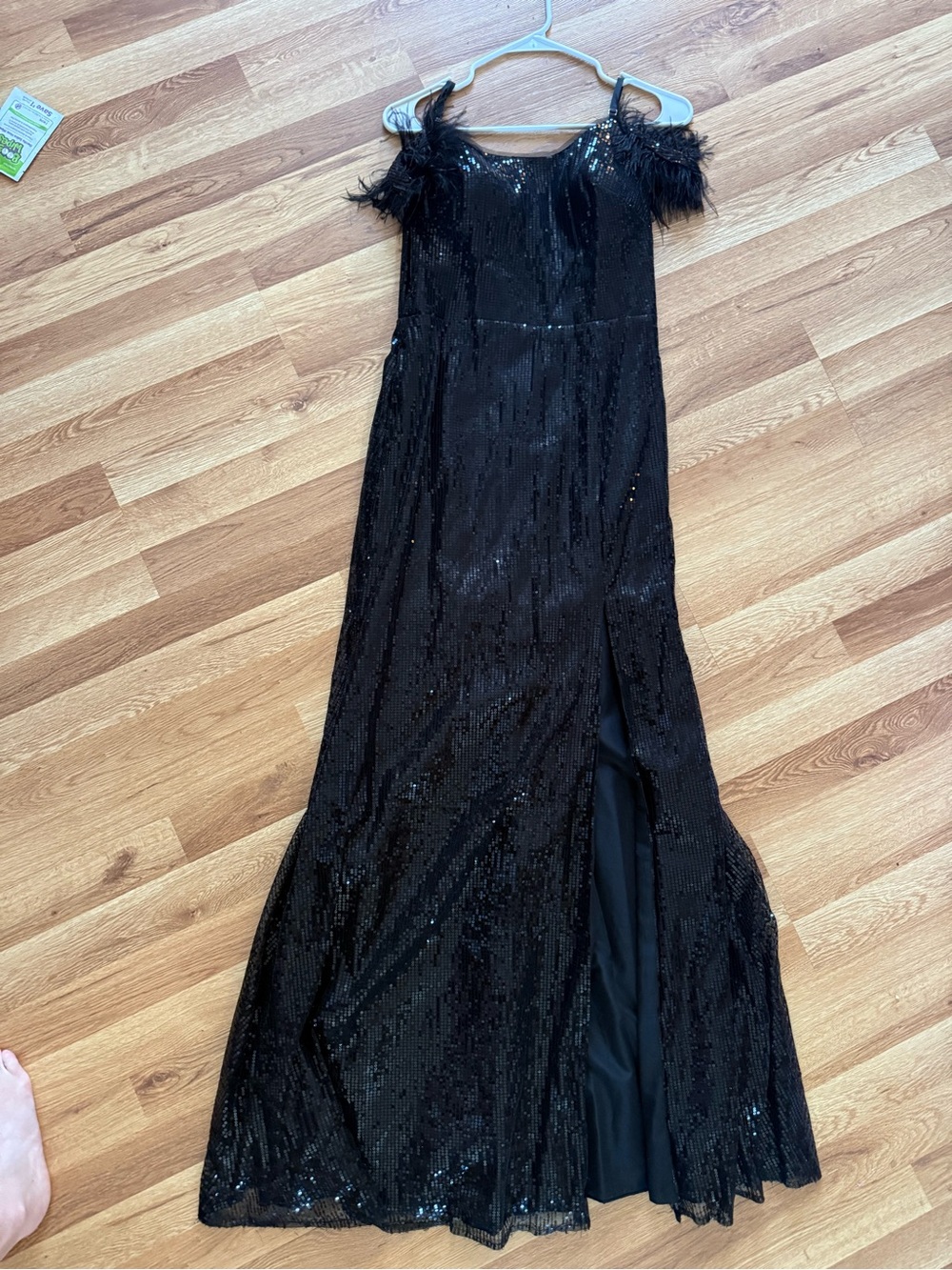 JJs House Navy Sequin Prom Gown with Front Slit - Picture 3 of 6